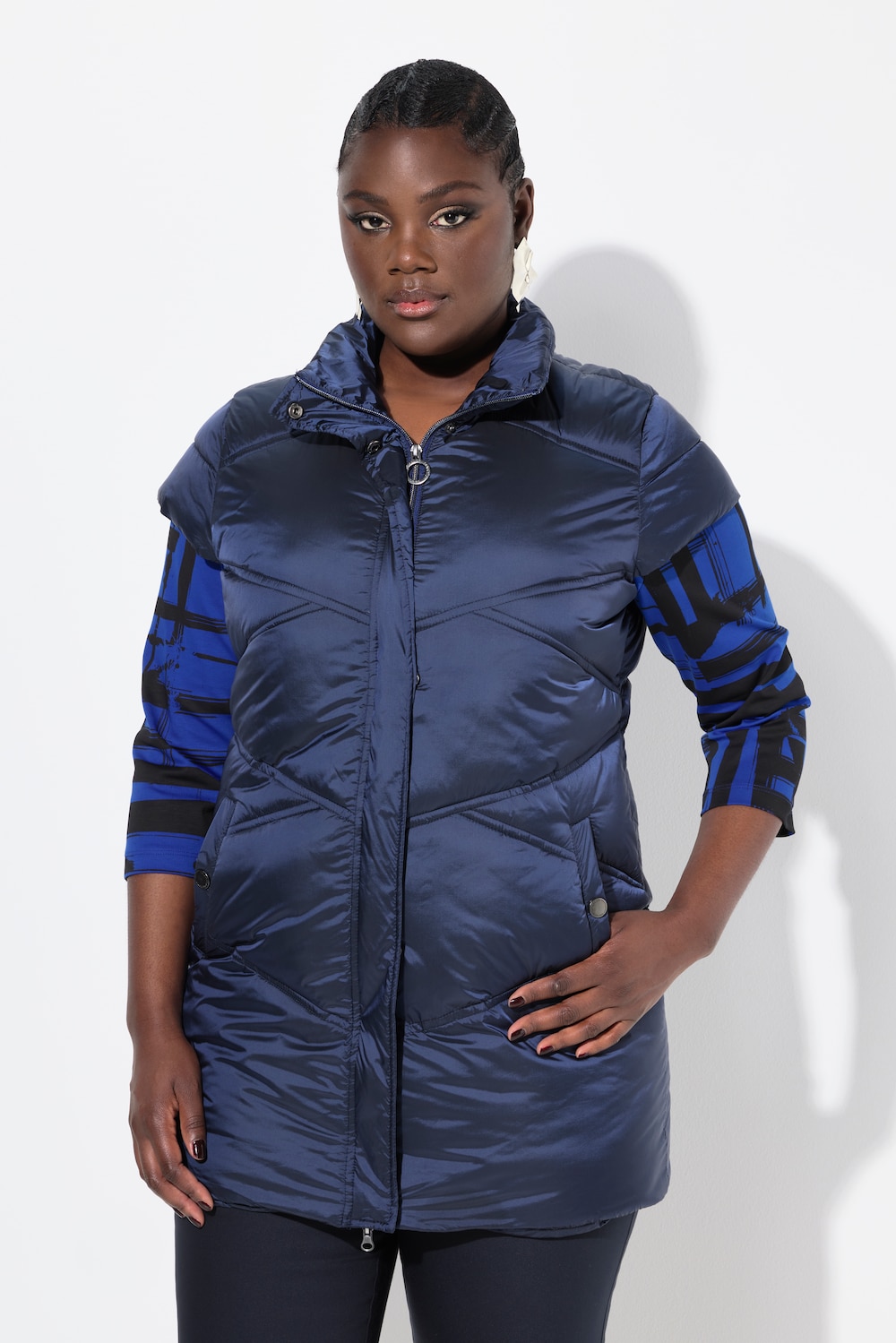Große Größen Steppweste, Damen, blau, Größe: 58/60, Polyester/Synthetische Fasern, Ulla Popken