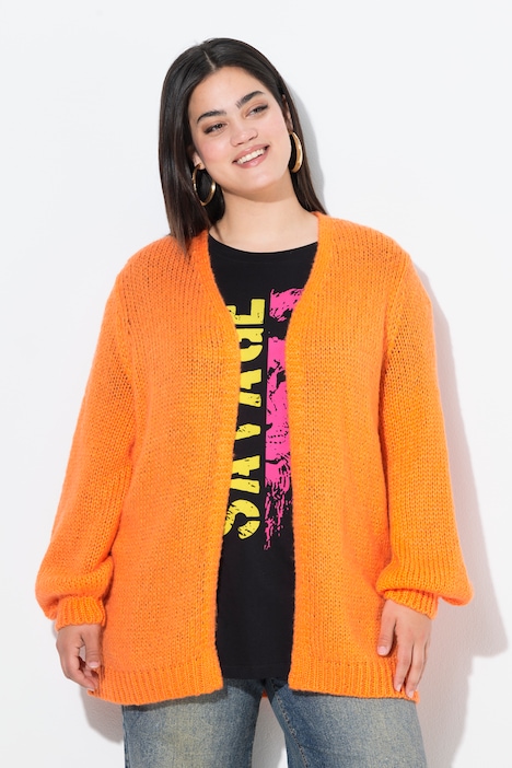 Strickjacke, Straight Fit, Ballonärmel