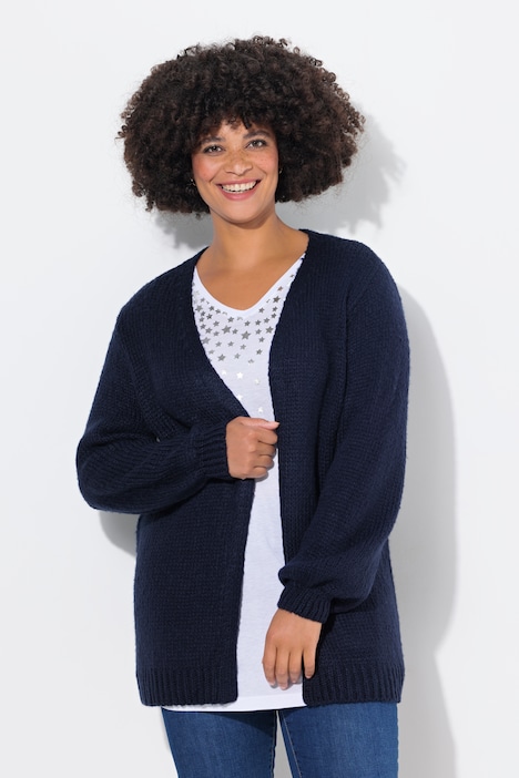 Strickjacke, Straight Fit, Ballonärmel