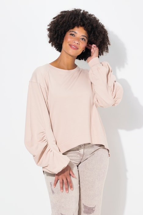 Sweatshirt, A-Linie, geraffter Raglan-Langarm