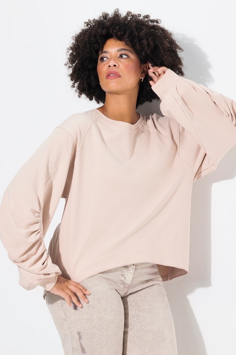 Sweatshirt, A-Linie, geraffter Raglan-Langarm