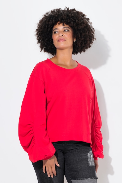 Sweatshirt, A-Linie, geraffter Raglan-Langarm