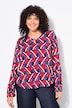 Blouse, grafische print, V-hals, 3/4-mouwen