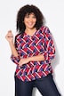 Blouse, grafische print, V-hals, 3/4-mouwen