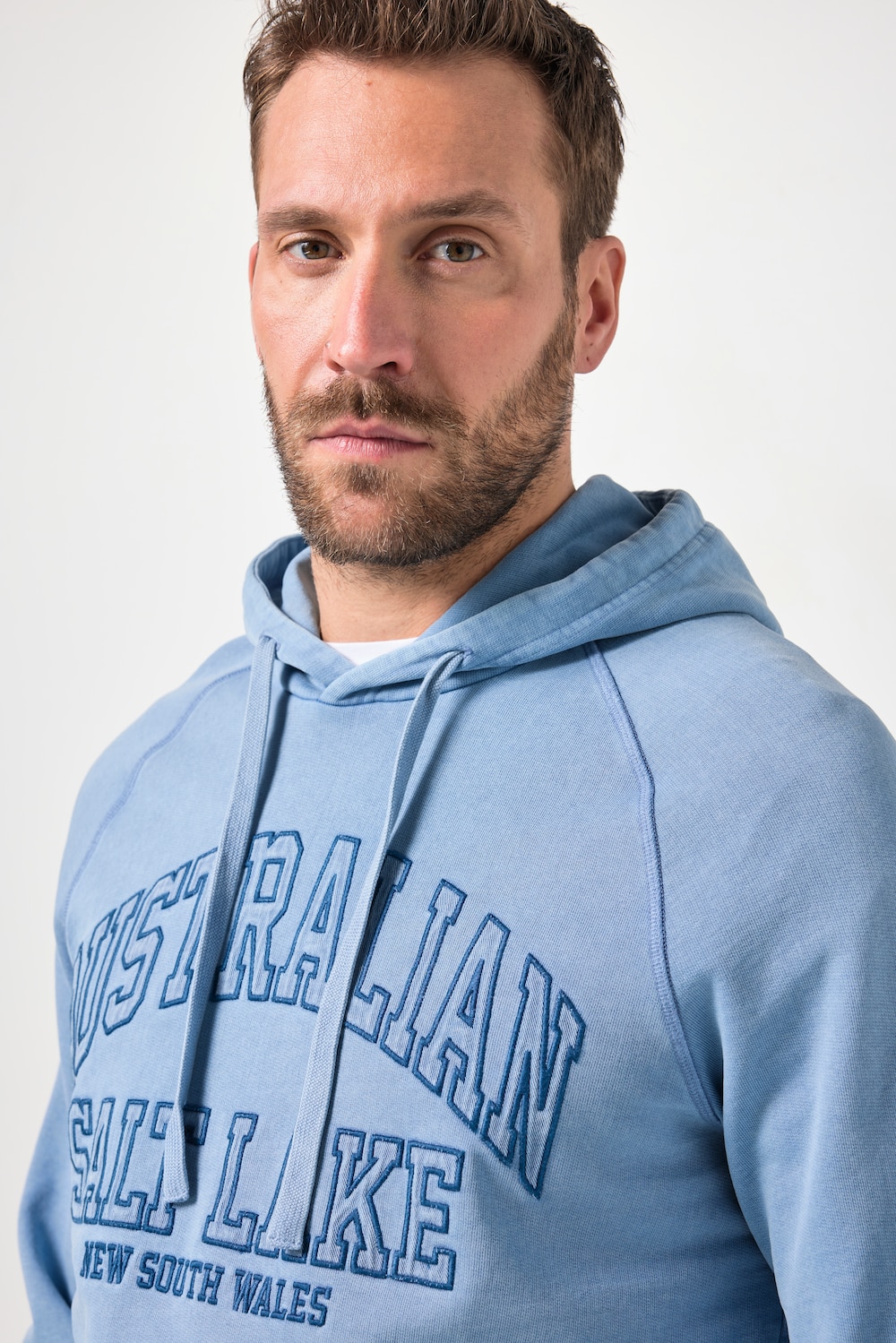 Stora storlekar Hoodie, Her, blå, storlek: L, Bomull, JP1880