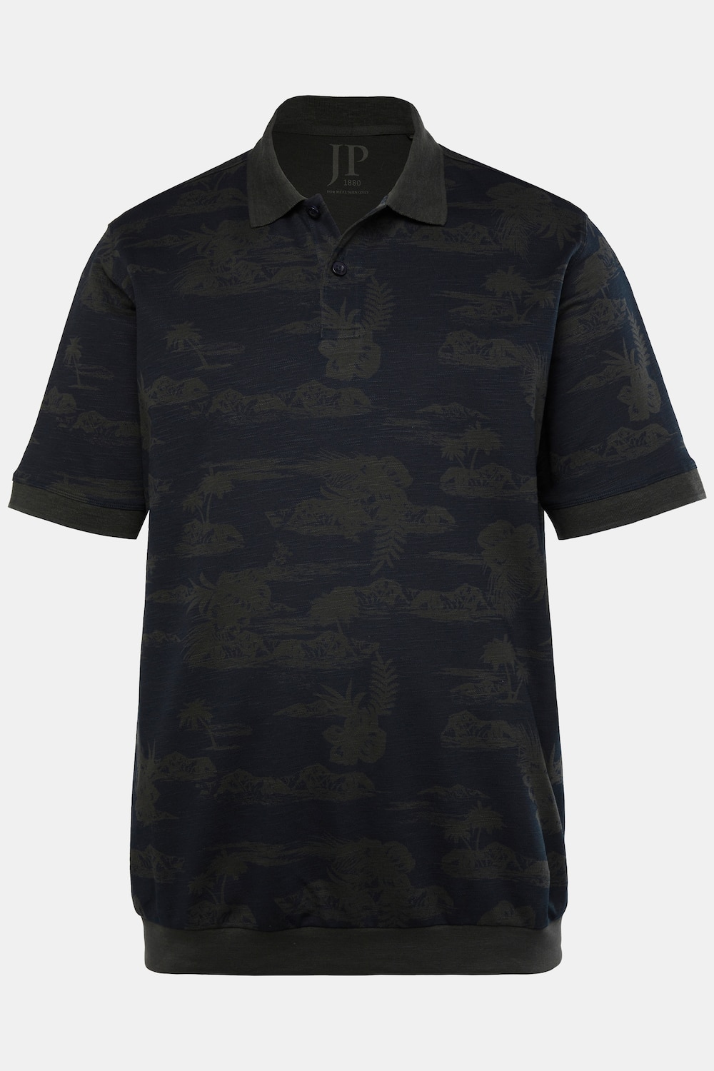JP 1880 Poloshirt, Bauchfit, Halbarm, Piqué, Alloverprint, XXL bis 8 XL