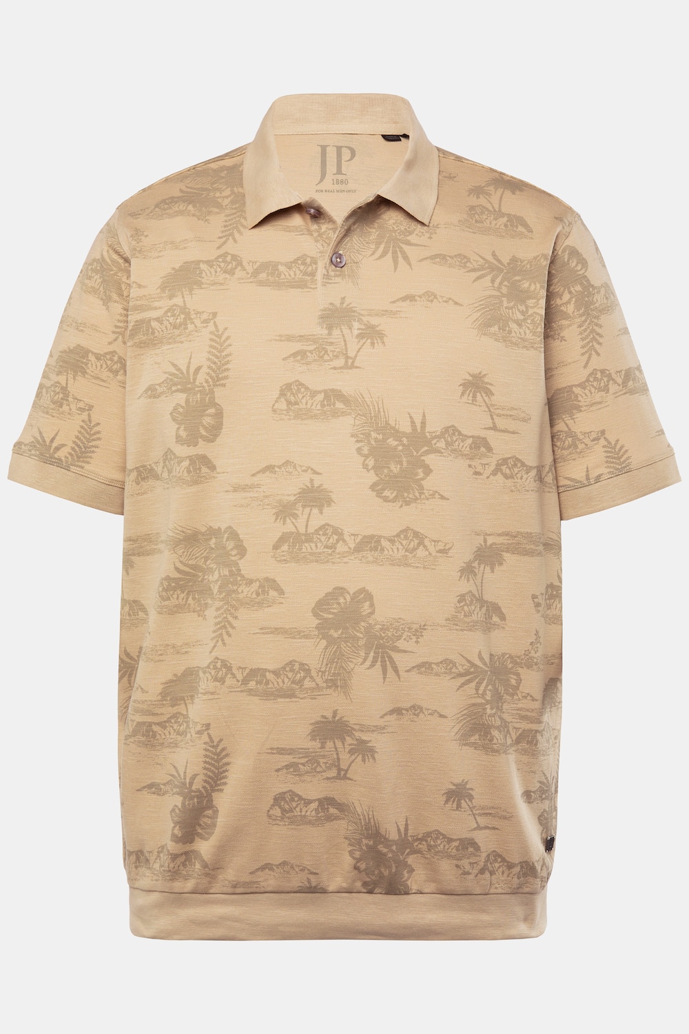 JP 1880 Poloshirt, Bauchfit, Halbarm, Piqué, Alloverprint, XXL bis 8 XL