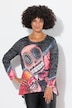 T-shirt, A-lijn, doodskop-print, lange mouwen