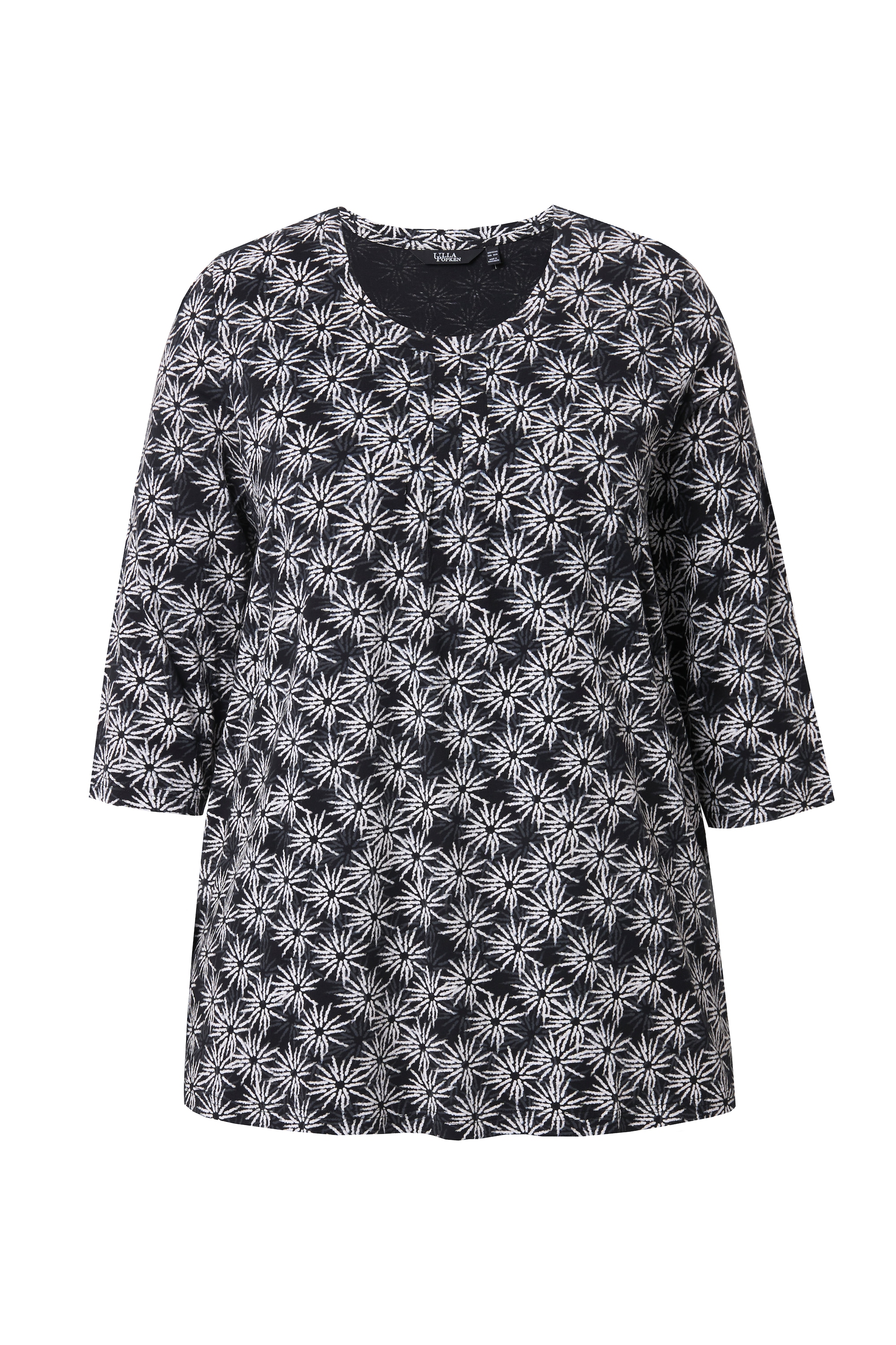 Ulla Popken Damen große Größen Shirt Blüten A Linie Rundhals 3 4 Arm 835699