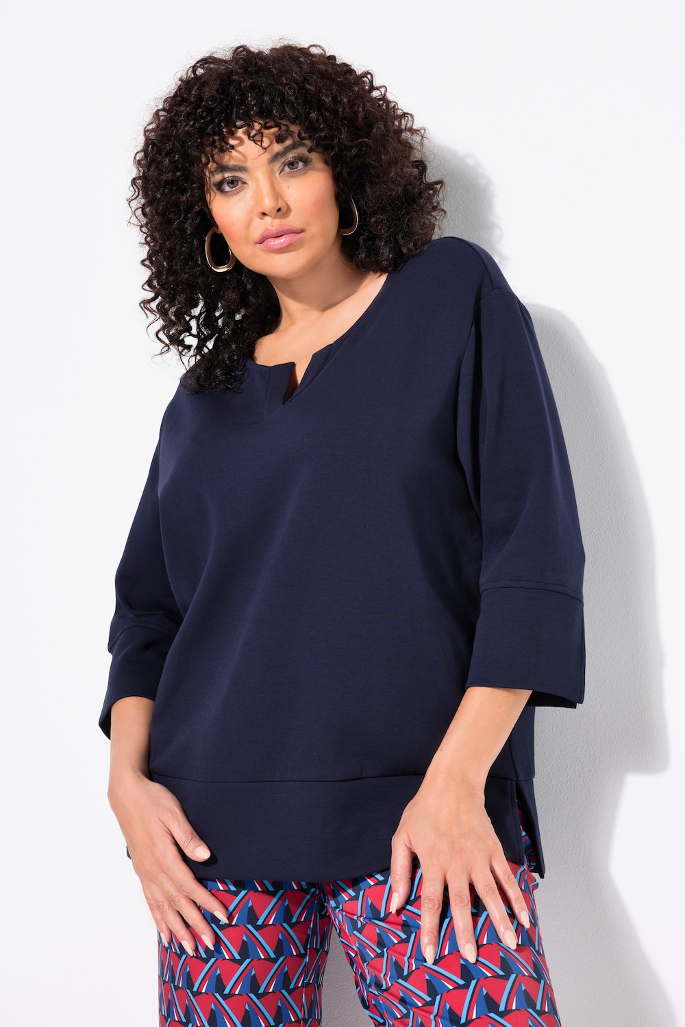 Große Größen Punto-Sweatshirt, Damen, blau, Größe: 54/56, Baumwolle/Polyester, Ulla Popken