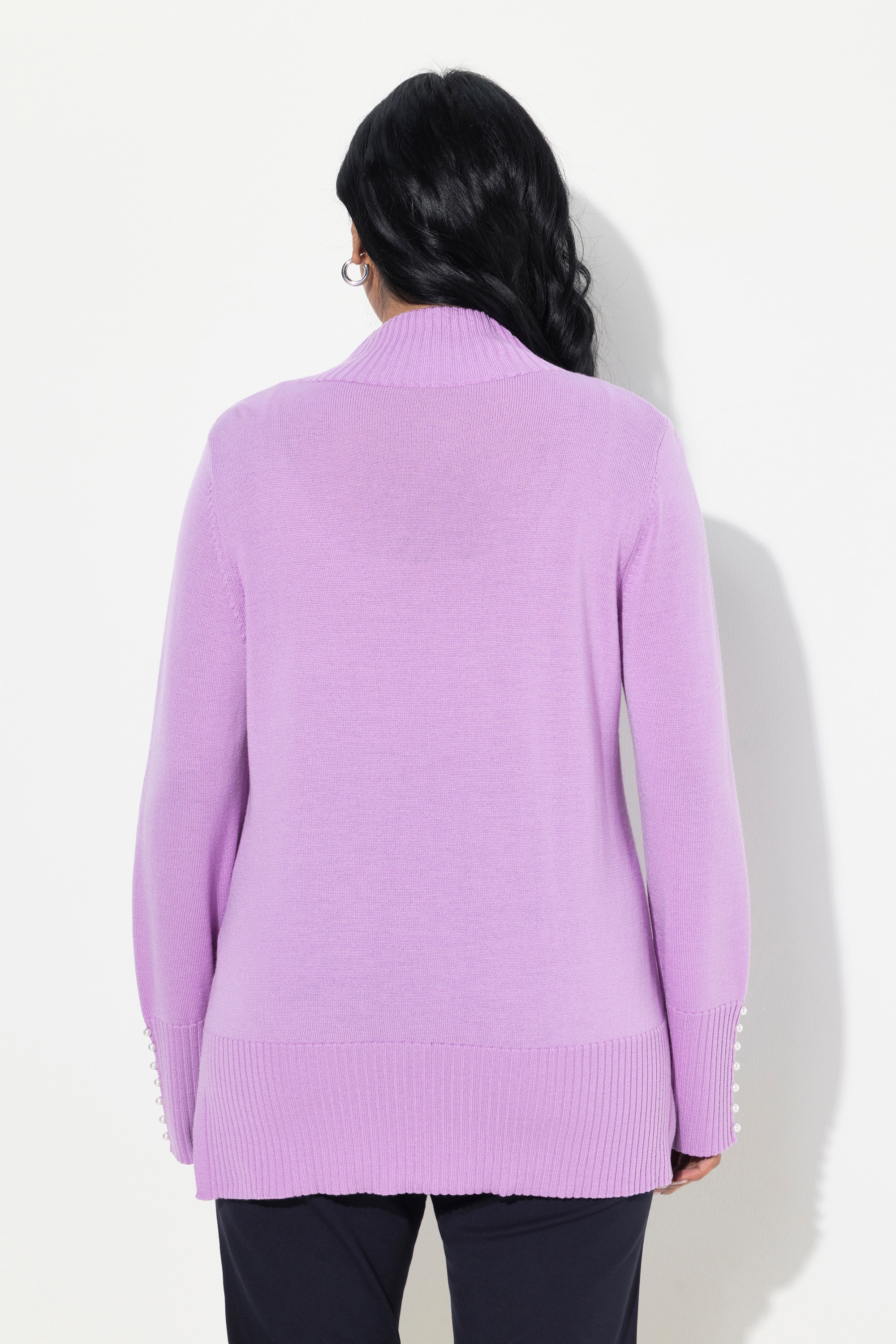 Ulla Popken Damen große Größen Pullover Woll Seidenmischung Stehkragen