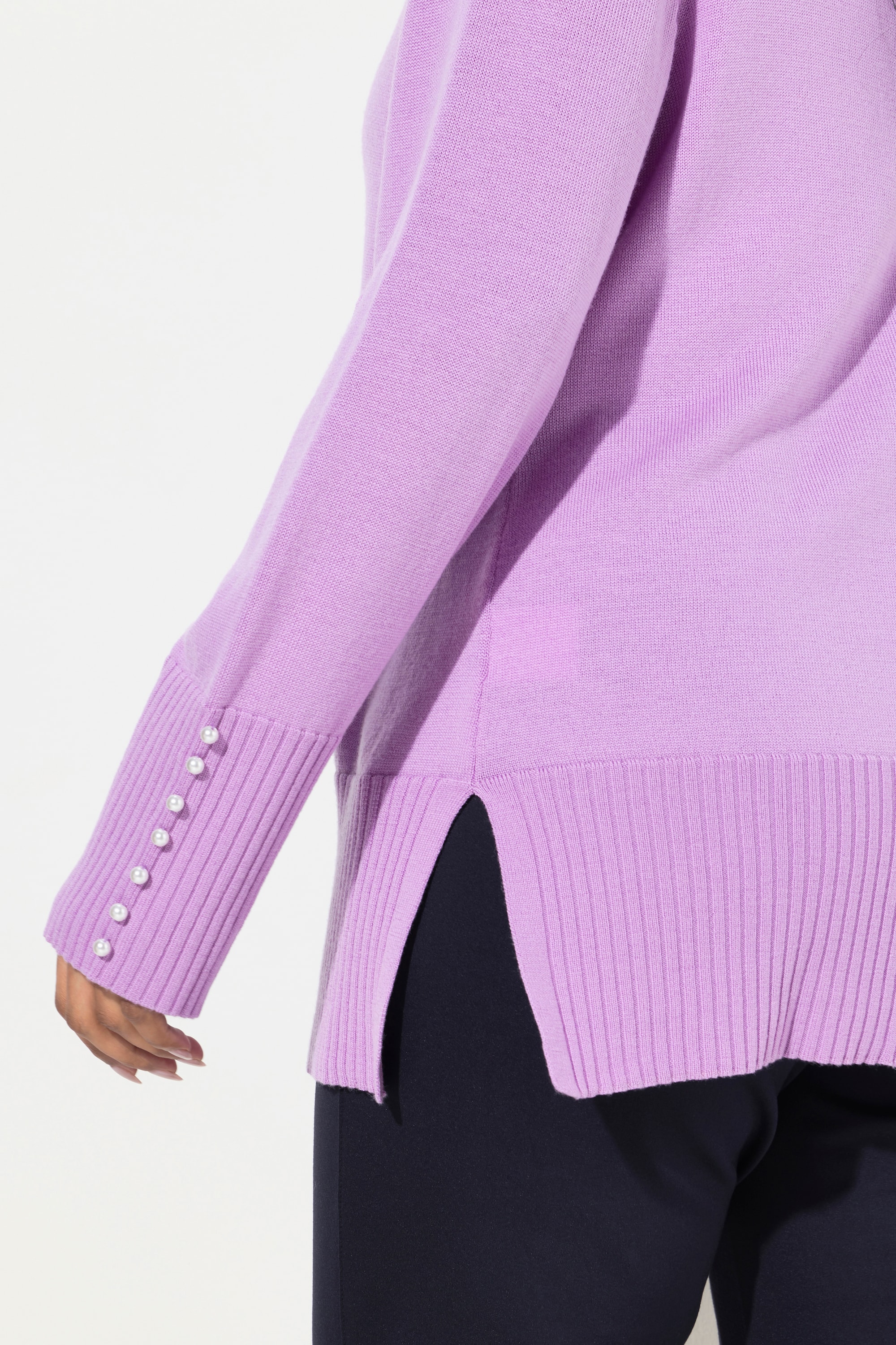Ulla Popken Damen große Größen Pullover Woll Seidenmischung Stehkragen