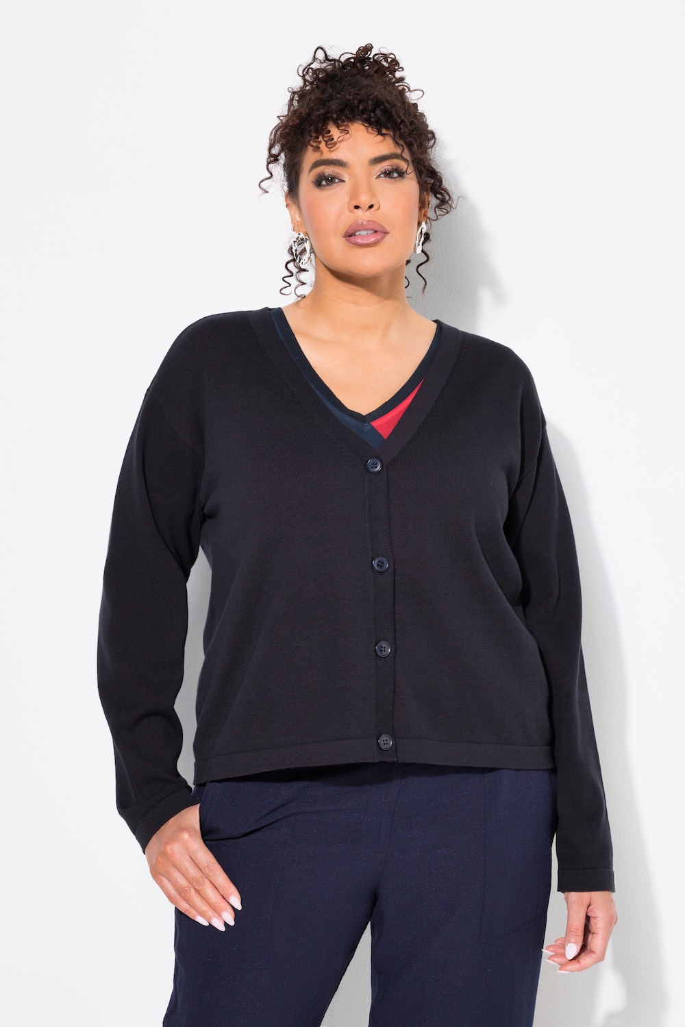 Große Größen Strickjacke, Damen, blau, Größe: 58/60, Baumwolle/Polyester, Ulla Popken