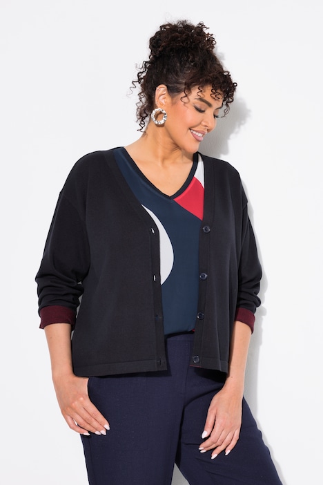 Cardigan double face con scollo a V e maniche lunghe