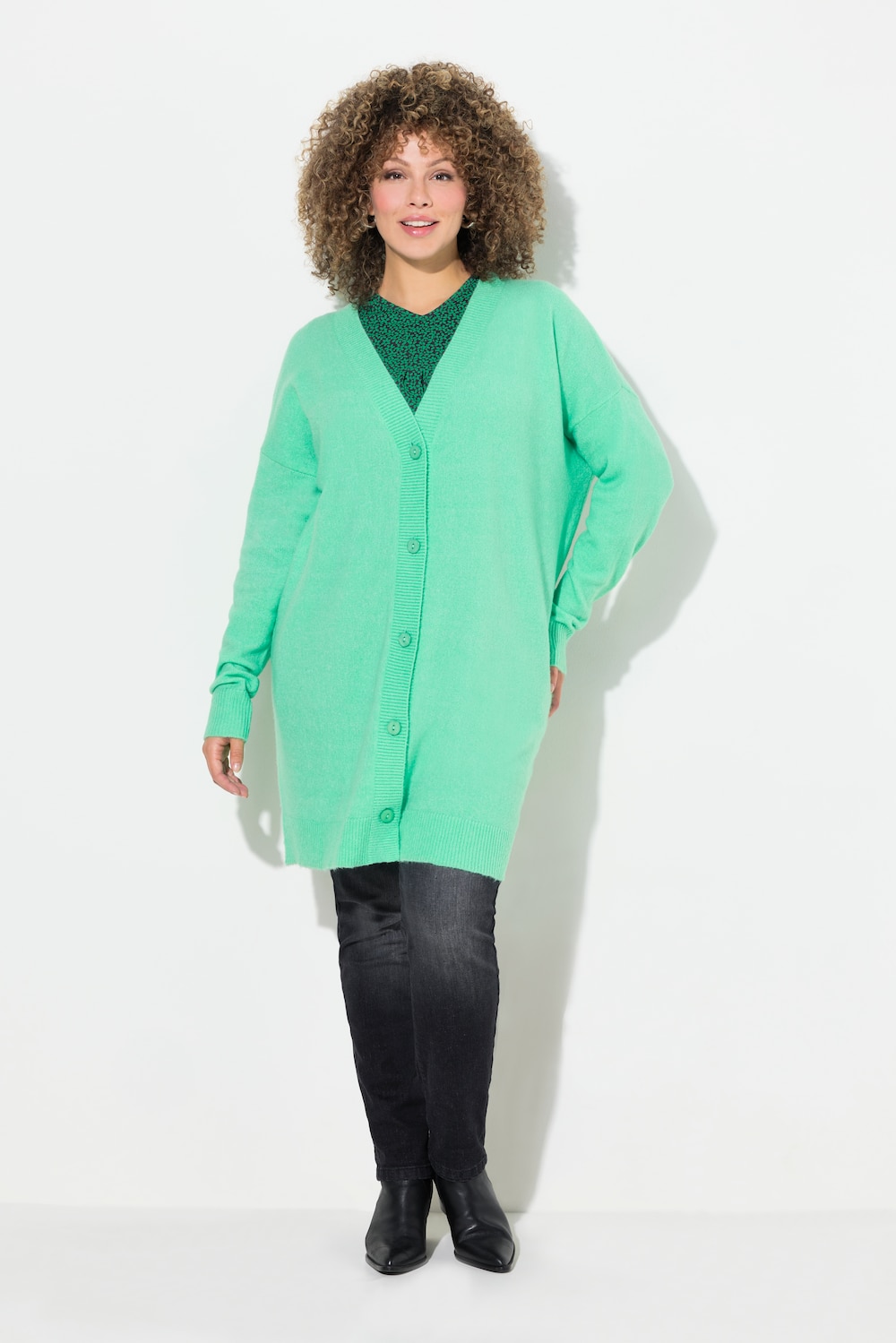 Große Größen Strickjacke, Damen, türkis, Größe: 42/44, Synthetische Fasern/Polyester, Ulla Popken