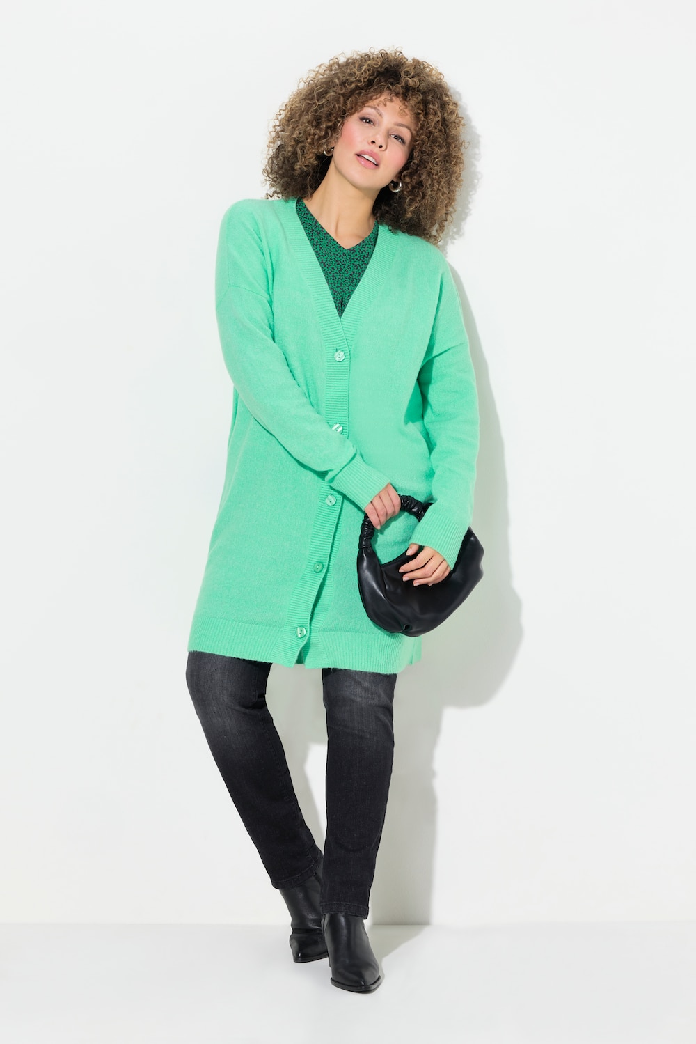 Große Größen Strickjacke, Damen, türkis, Größe: 42/44, Synthetische Fasern/Polyester, Ulla Popken