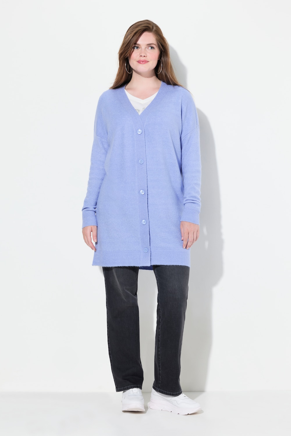 Große Größen Strickjacke, Damen, blau, Größe: 42/44, Synthetische Fasern/Polyester, Ulla Popken