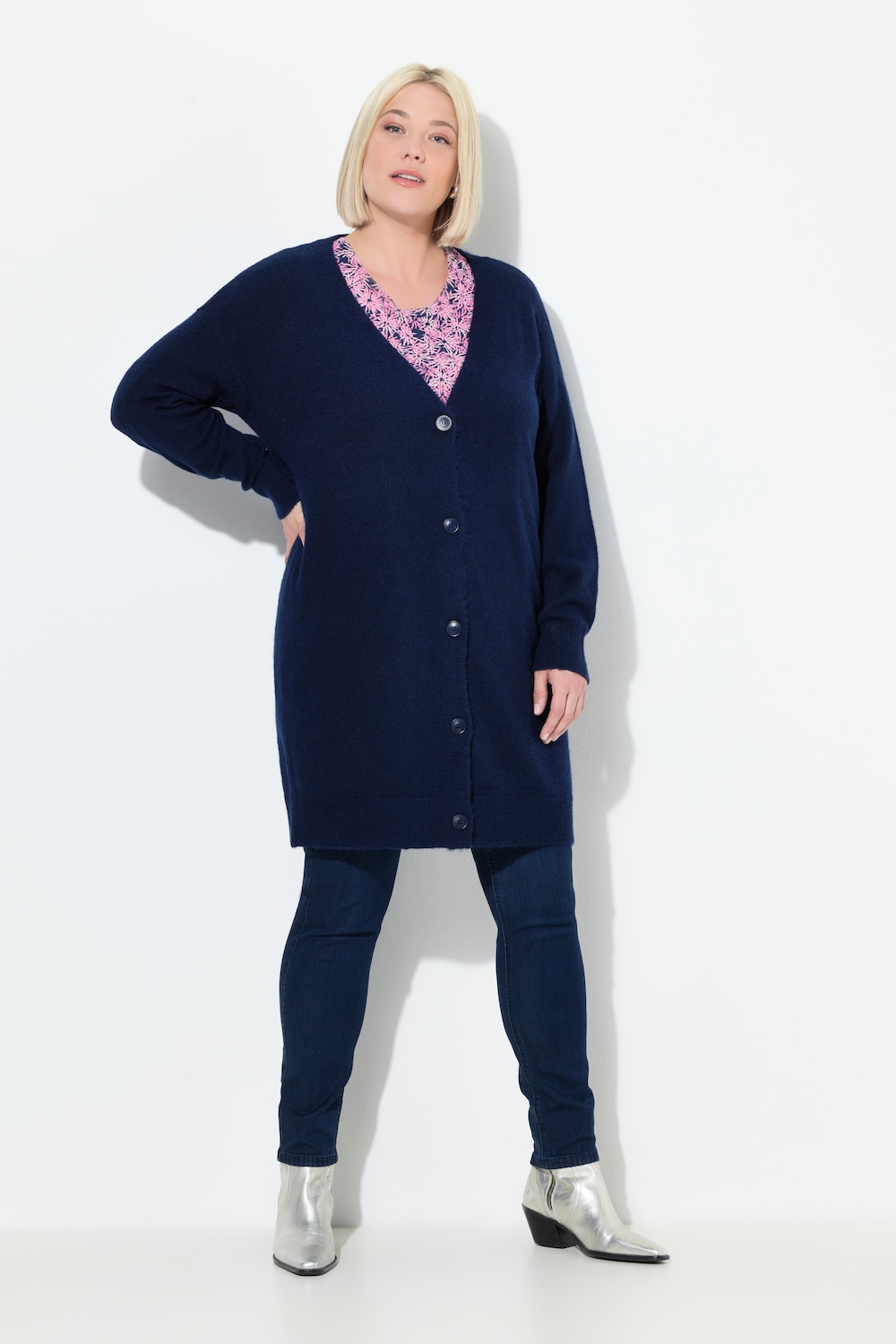 Große Größen Strickjacke, Damen, blau, Größe: 58/60, Synthetische Fasern/Polyester, Ulla Popken