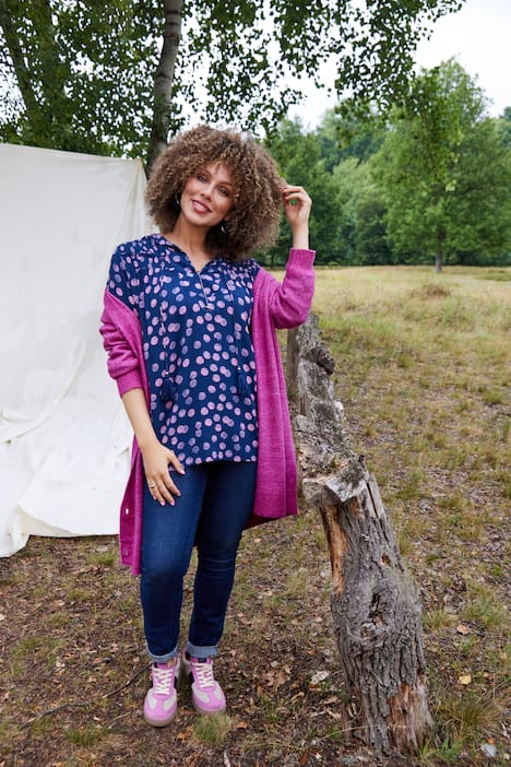 Vest, boxy-model, V-hals, knoopsluiting