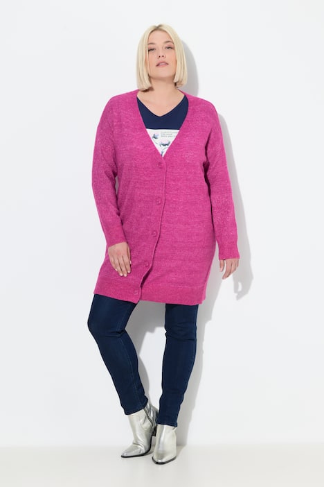 Strickjacke, Boxy Fit, V-Ausschnitt, Knopfleiste