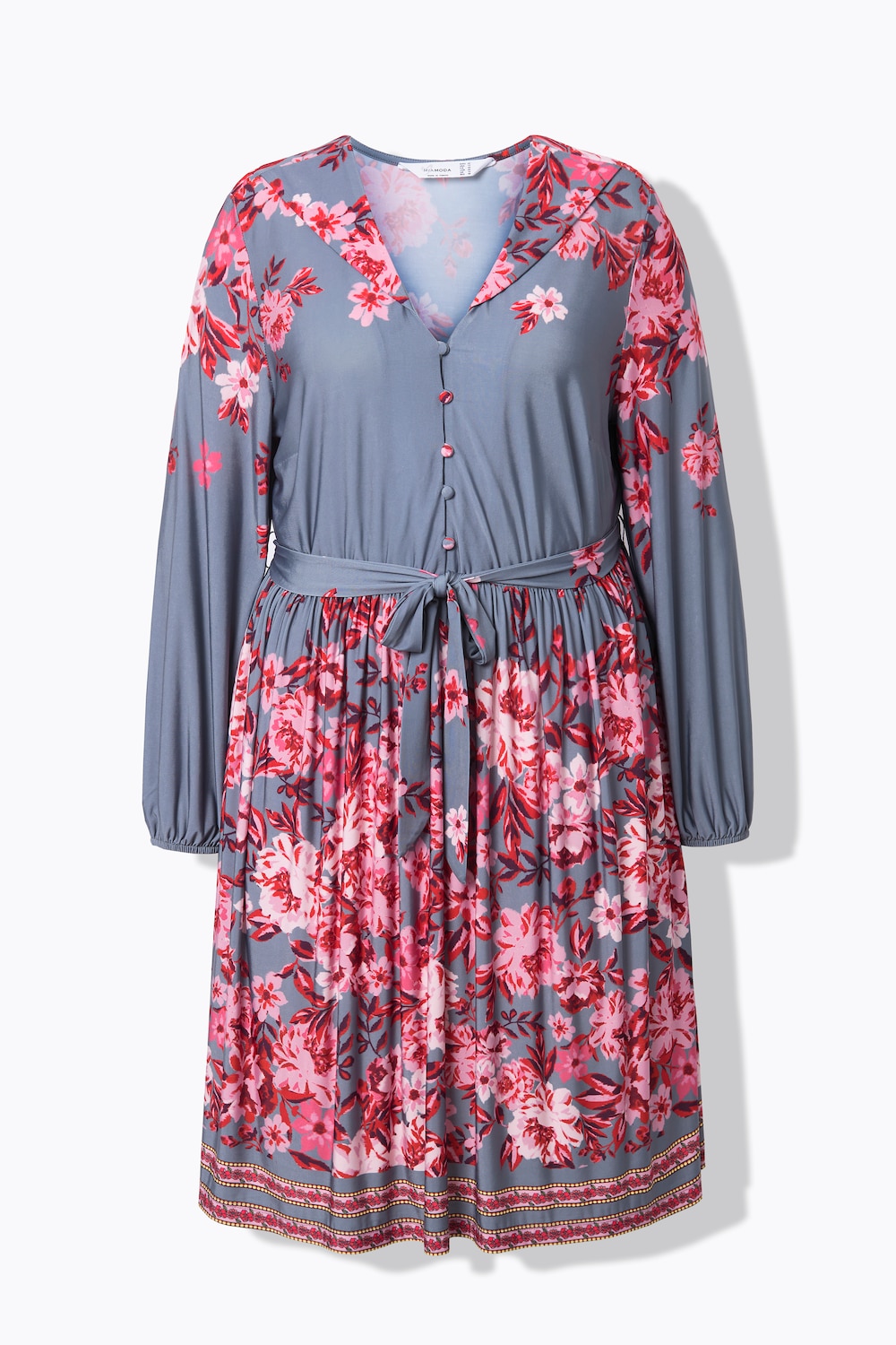 Stora storlekar Klänning, Dam, grå, storlek: 46, Polyester, Mia Moda