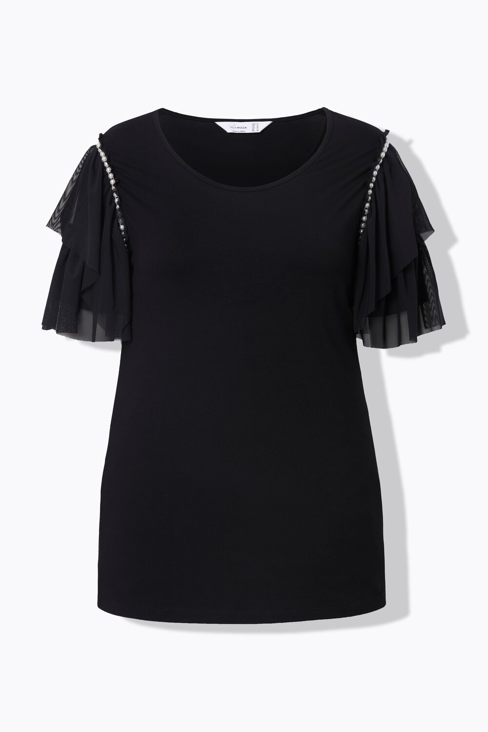 Stora storlekar T-shirt, Dam, svart, storlek: 48, Viskos/Polyester/Elastan, Mia Moda