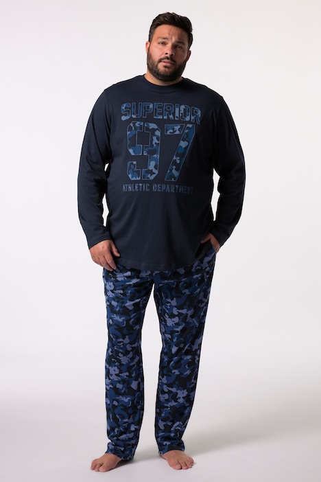 Men+ Pyjama, tweedelig, longsleeve, camouflagebroek, Modern Fit, tot maat 8 XL