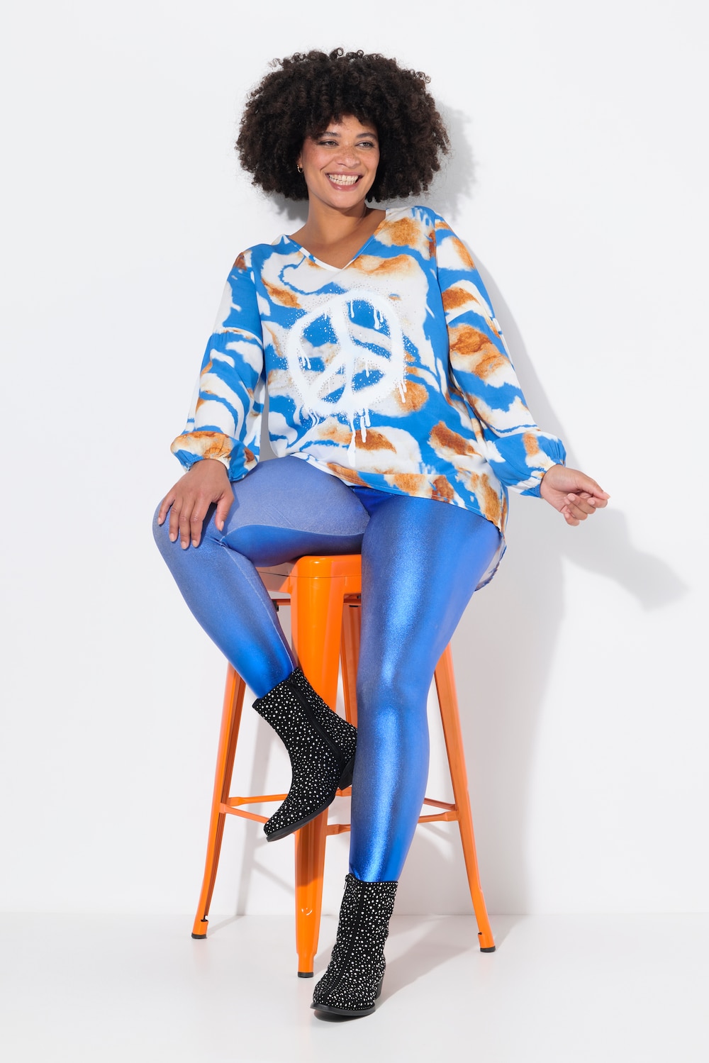 Legging, tight fit, metallic look