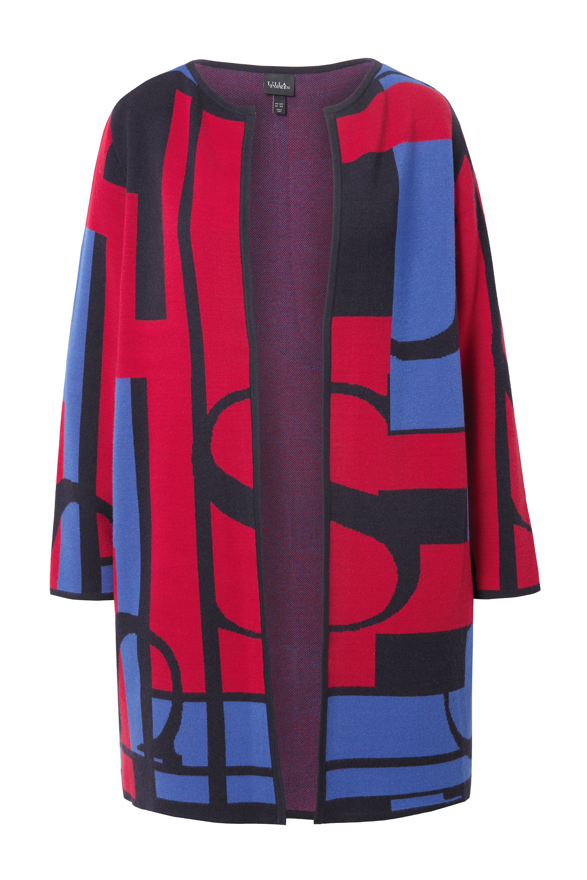 Ulla Popken Damen große Größen Strickjacke Doubleface lange offene Form