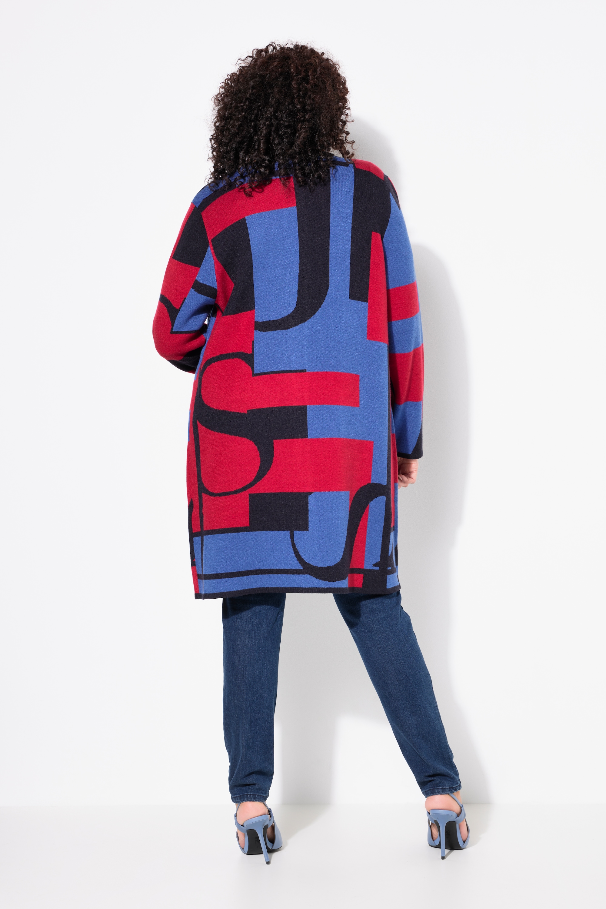 Ulla Popken Damen große Größen Strickjacke Doubleface lange offene Form