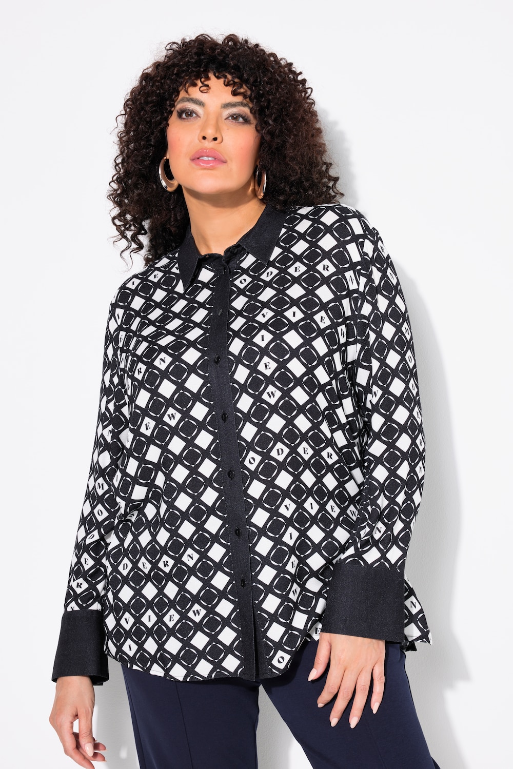 Große Größen Hemdbluse, Damen, blau, Größe: 42/44, Viskose, Ulla Popken