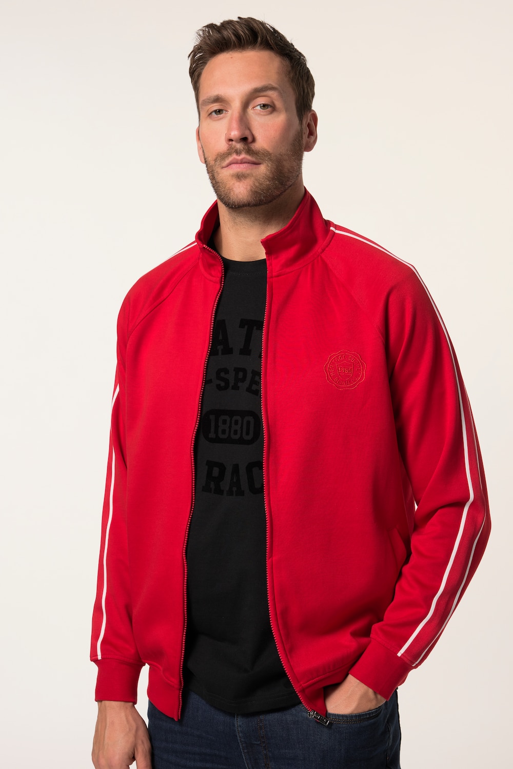 Große Größen Sweatjacke, Herren, rot, Größe: XL, Polyester/Viskose, JP1880