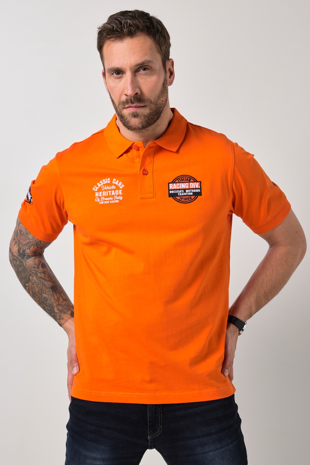 Poloshirt, Halbarm, Badges, bis 8 XL