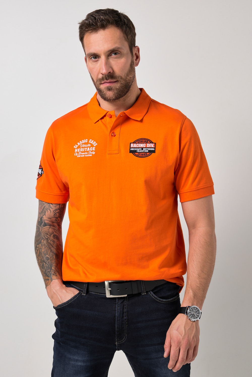 Stora storlekar Pikétröja, Her, orange, storlek: XL, Bomull, JP1880