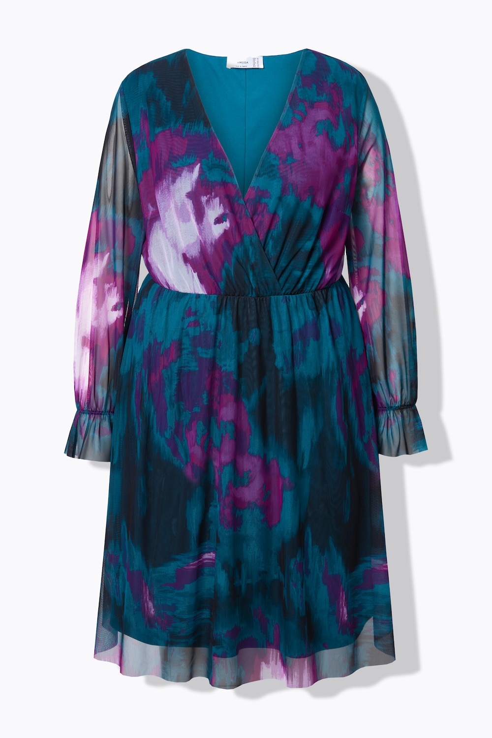 Stora storlekar Klänning, Dam, blå, storlek: 48, Polyester/Elastan, Mia Moda