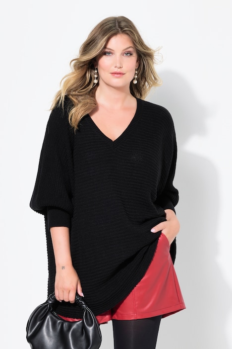 Pullover, Poncho-Look, V-Ausschnitt