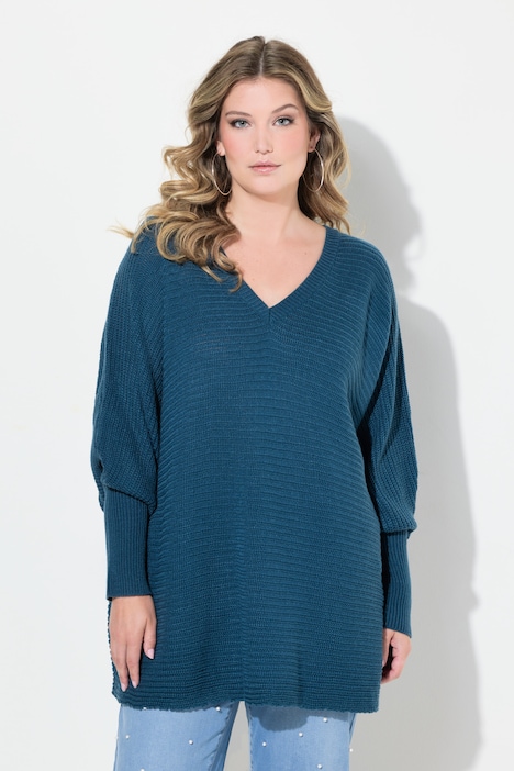 Pullover, Poncho-Look, V-Ausschnitt