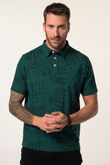 Polo JP 1880 FLEXNAMIC®, media manga, estampado en toda la prenda, hasta la talla 8 XL