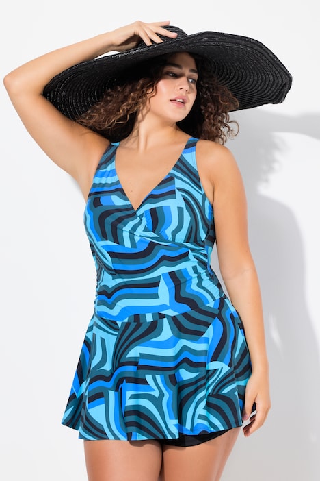 Retro Print One Piece Swim Dress