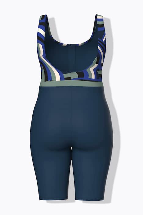 Badeanzug, langes Bein, ohne Softcups, Zipper, recycelt