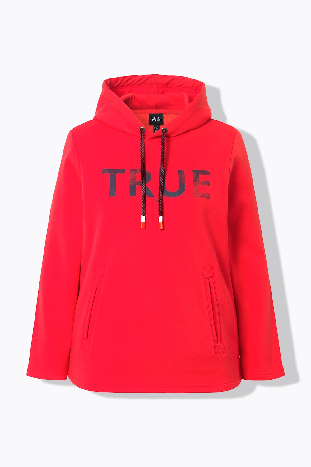 Stora storlekar Hoodie, Dam, röd, storlek: 58/60, Bomull, Ulla Popken