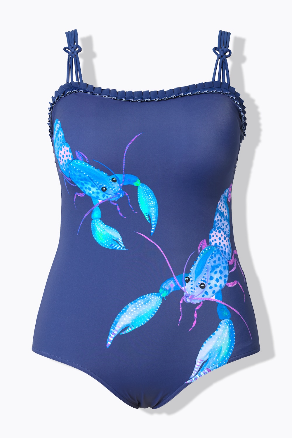 Stora storlekar Baddräkt, Dam, blå, storlek: 58, Polyester/Elastan, Ulla Popken