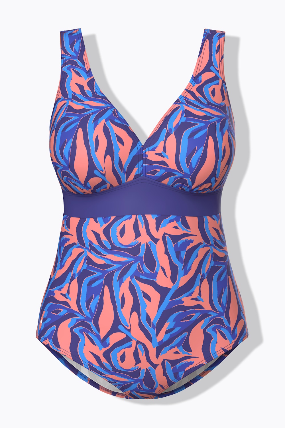 Stora storlekar Baddräkt, Dam, blå, storlek: 52, Polyester/Syntetfibrer/Elastan, Ulla Popken