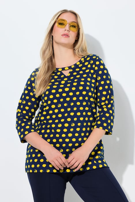 Shirt, Tupfen, Classic, Rundhals, 3/4-Arm