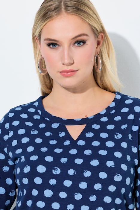 Shirt, Tupfen, Classic, Rundhals, 3/4-Arm