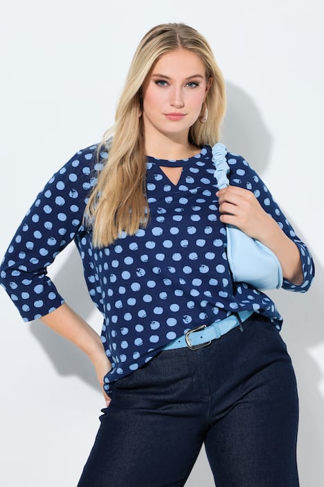 Shirt, Tupfen, Classic, Rundhals, 3/4-Arm