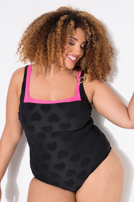 Monochrome Heart Print One Piece Swimsuit