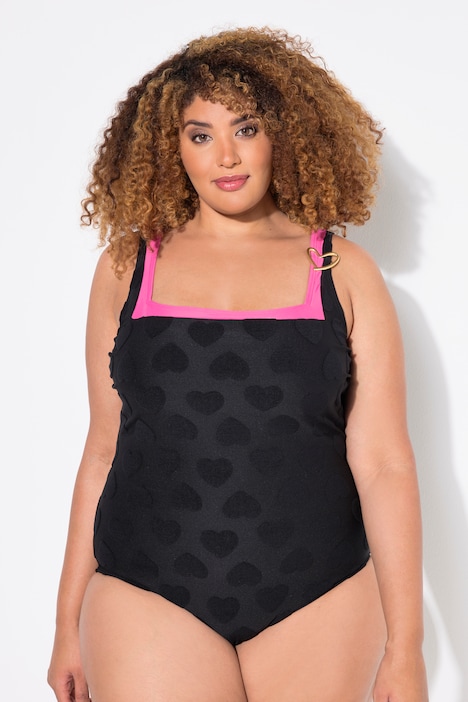 Monochrome Heart Print One Piece Swimsuit