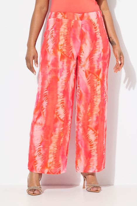 Feather Batik Print Layered Chiffon Pants