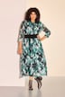 Robe maxi en mesh, plis fantaisie, décolleté rond et manches 3/4